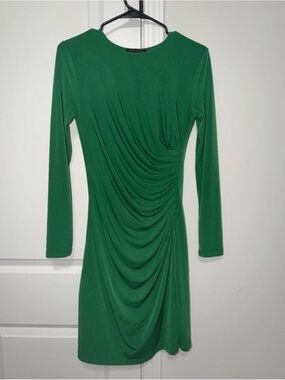 Banana Republic Green Long-Sleeve Ruched Sheath Dress